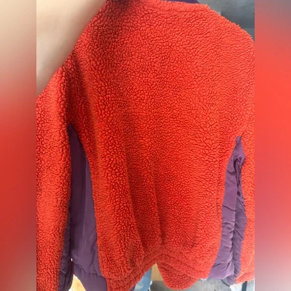 Free People Rivington fleece zip up size Small red with black purple vintage - Picture 16 of 16